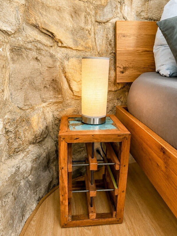 Bedside table with reading lamp
